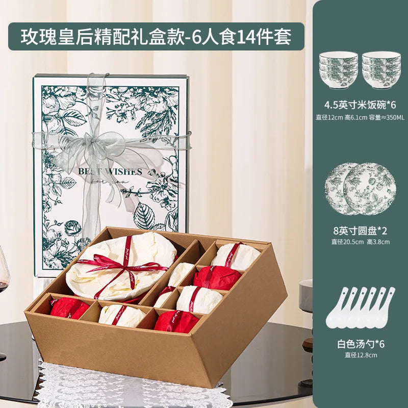 Bowl Set Household High Beauty Ceramic Tableware Gift Box【20pcs】